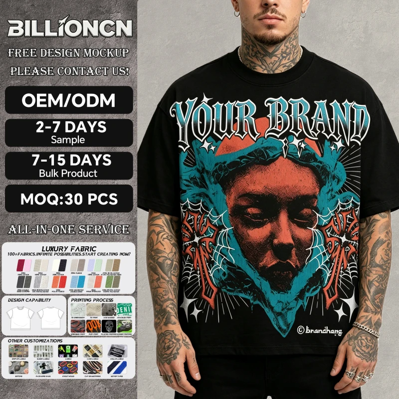 Custom-LOGO-Hip-Hop-Streetwear-DTG-Heat-Transfer-Printed-100-Cotton-220-Grams-Oversized-Fit-Mens-T-Shirts-Supplier