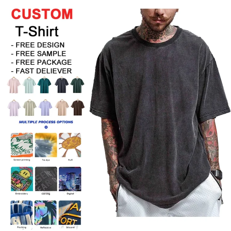 Custom-LOGO-Screen-Printing-Acid-Wash-Long-Knitted-260-Grams-Hip-Hop-Short-Sleeve-Oversize-Mens-Street-Trend-T-shirt