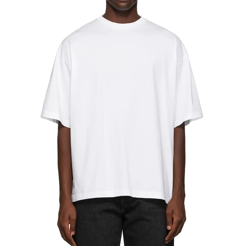 Custom-Logo-100-Organic-Cotton-Mens-Oversized-Drop-Shoulder-Crew-Neck-Solid-Breathable-T-Shirt-Luxury-Quality-Heavyweight-Blank