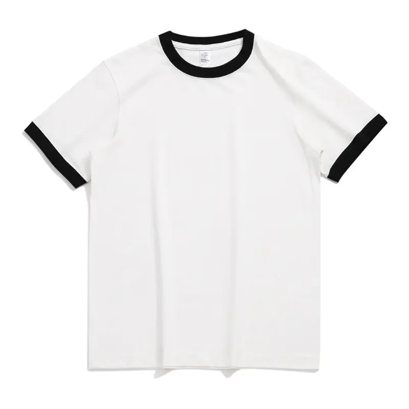 Custom-Logo-270g-Cotton-Blank-Cropped-Minimalist-Retro-Vintage-Ringer-T-Shirt-Men