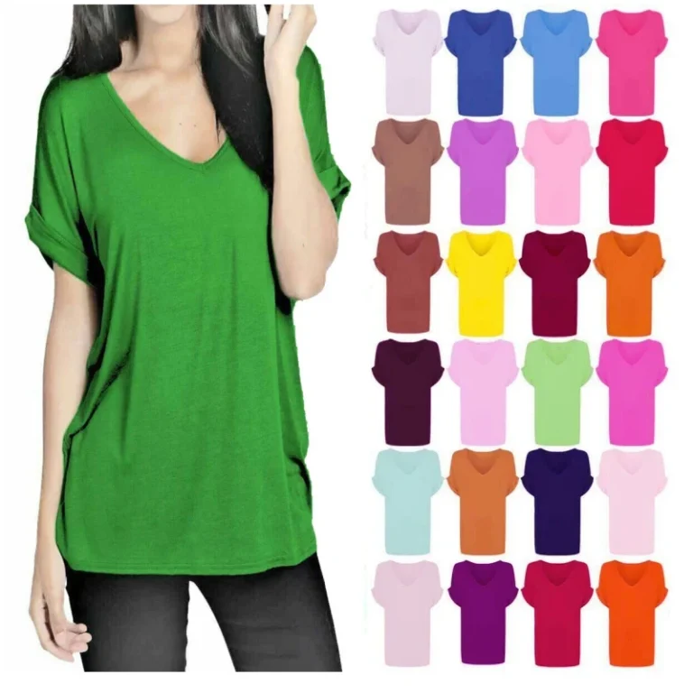 Custom-Logo-95-Viscose-5-Elastane-Womens-T-shirts-Womens-V-neck-T-shirts