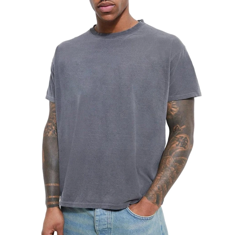 Custom-Logo-Acid-Washed-Regular-Fit-O-Neck-Short-Sleeve-T-Shirt-for-Men-Vintage-Distressed-100-Cotton-Knitted-Eco-Friendly