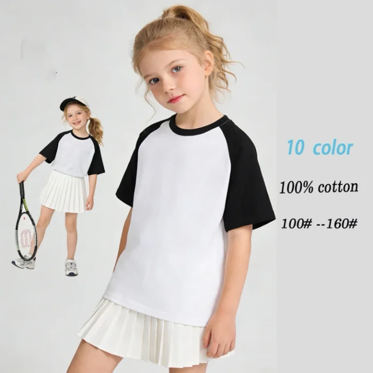 Custom-Logo-Cotton-Casual-Kids-Short-Sleeve-T-shirts-180g-Class-Uniforms-Group-Wear-Family-Matching-Anti-Wrinkle-Breathable