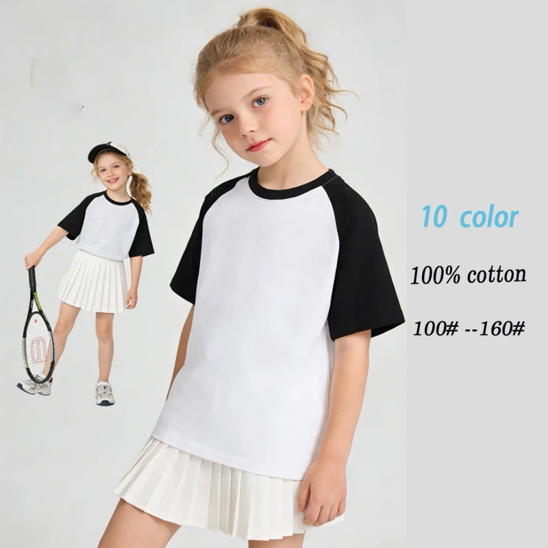 Custom-Logo-Cotton-Casual-Kids-Short-Sleeve-T-shirts-180g-Class-Uniforms-Group-Wear-Family-Matching-Anti-Wrinkle-Breathable