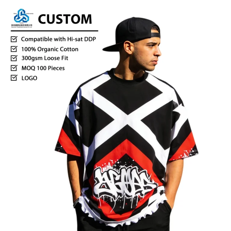 Custom-Logo-Cotton-Jersey-Heavyweight-Embroidery-Blank-X-Pattern-Breathable-Anti-Pilling-High-Street-Trendy-Men-T-Shirt