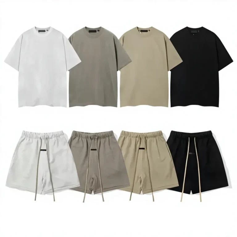 Custom-Logo-Eco-Friendly-100-Cotton-Summer-High-Street-Loose-Crew-Neck-Short-sleeved-T-shirt-Casual-Shorts-Fashion-Set