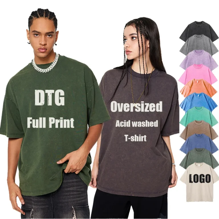 Custom-Logo-Fleece-Solid-Acid-Wash-T-Shirt-Oversized-Retro-Mineral-Wash-Heavyweight-Vintage-Tshirts