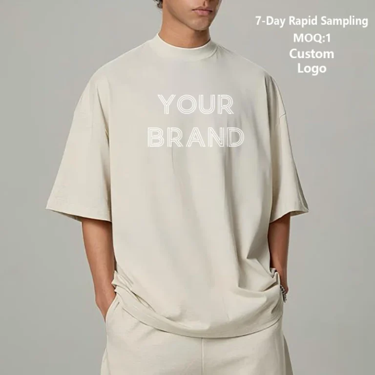Custom-Logo-Heavy-Weight-Tshirts-Tee-Shirt-High-Neck-Men-Tshirt-260GSM-Thick-Cotton-Oversized-Blank-T-Shirts