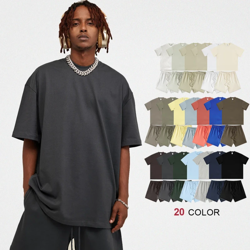 Custom-Logo-High-Quality-Printed-Heavyweight-Oversized-t-Shirt-and-Shorts-Sets-1