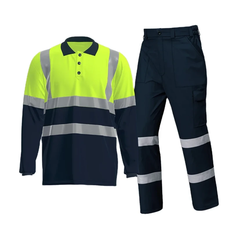 Custom-Logo-High-Visibility-Long-Sleeve-Work-Polo-Shirts-Pants-Reflective-Quick-Breathable-Dry-Hi-Vis-Workwear-T-Shirts-Set