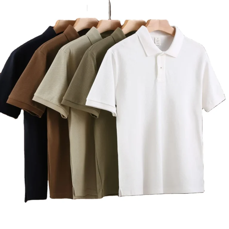 Custom-Logo-Mens-Polo-Shirt-Short-Sleeve-Business-Casual-100-Cotton-Pique-Polo-T-Shirt-Loose-Fit-Summer-Men-Apparel