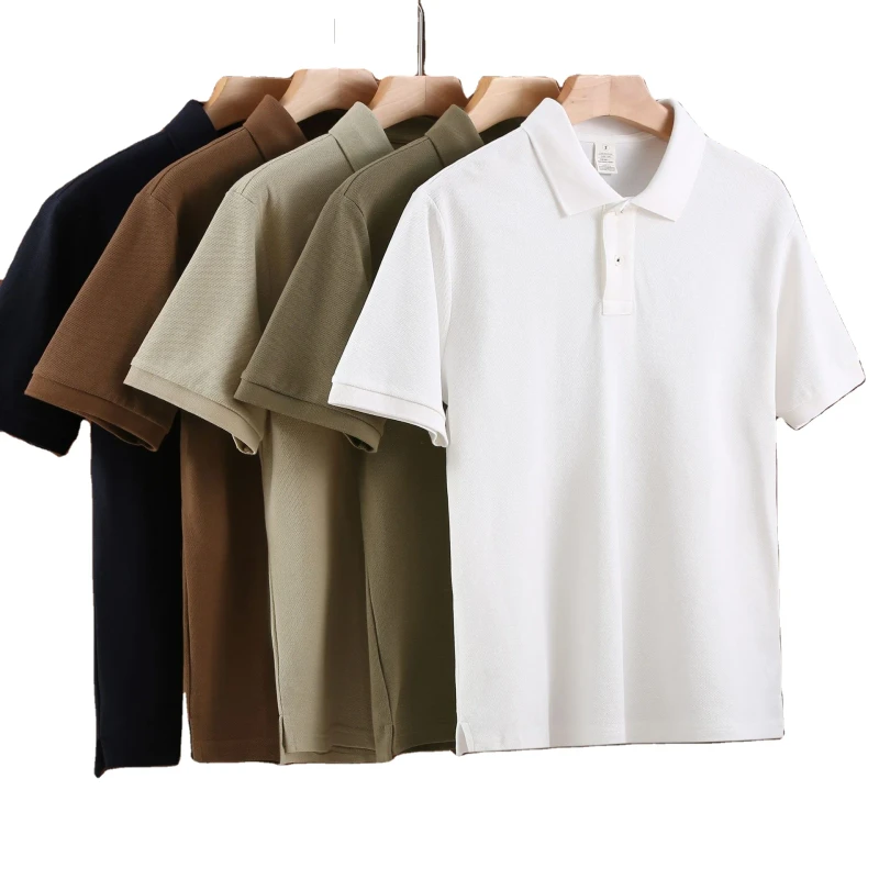 Custom-Logo-Mens-Polo-Shirt-Short-Sleeve-Business-Casual-100-Cotton-Pique-Polo-T-Shirt-Loose-Fit-Summer-Men-Apparel