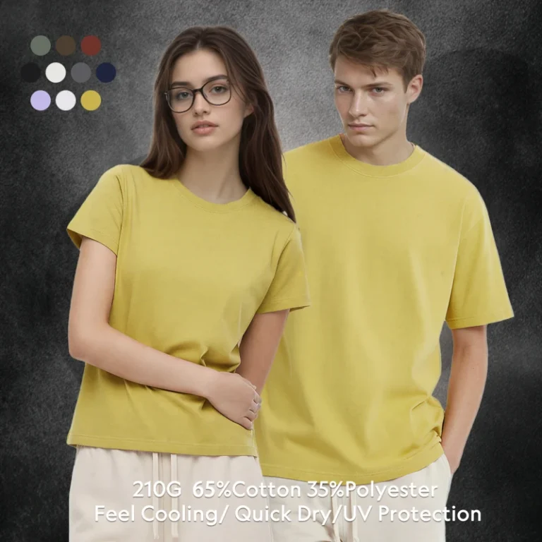 Custom-Logo-Mens-T-shirt-Unisex-210G-Regular-Fit-Cotton-Polyester-Plain-Blank-Breathable-Dryfit-Couples-T-shirts-Set