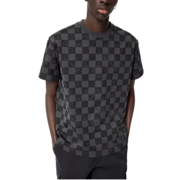 Custom-Logo-Plaid-Pattern-100-Cotton-Short-Sleeve-Fitness-T-Shirt-T-Shirts-for-Men-Stylish