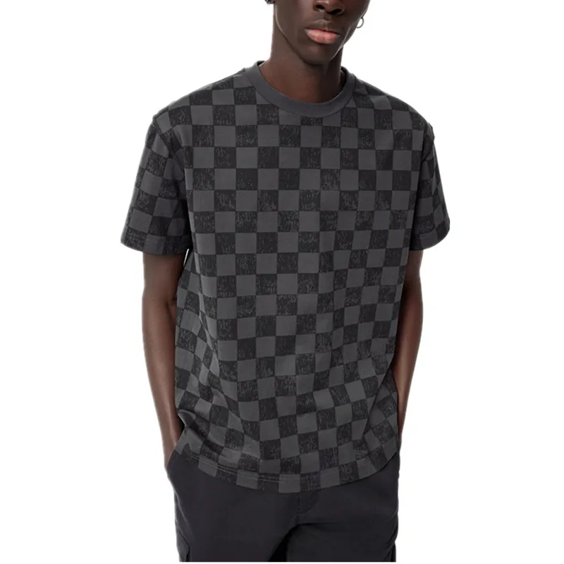 Custom-Logo-Plaid-Pattern-100-Cotton-Short-Sleeve-Fitness-T-Shirt-T-Shirts-for-Men-Stylish