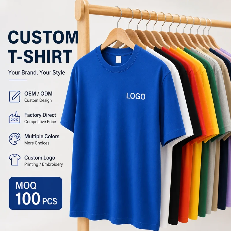 Custom-Logo-Plain-T-Shirts-Multiple-Colors-OEM-ODM-Printing-Embroidery-Low-MOQ-Factory-Direct-Shirts