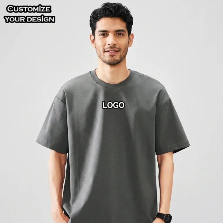 Custom-Logo-Ribbed-Neck-Mens-Cotton-T-Shirt-Loose-Short-Sleeve-Plain-Tee-For-Brand-Customization