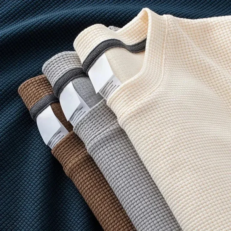 Custom-Logo-Summer-Heavyweight-Mens-Drop-Shoulder-Loose-Solid-Color-T-shirt-Unisex-Waffle-Knitted-Short-Sleeve-T-shirts