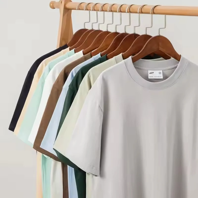Custom-Logo-Summer-Mens-Oversized-100-Combed-Cotton-T-Shirt-240g-Solid-Color-Blank-T-Shirt-Drop-Shoulder-T-Shirt