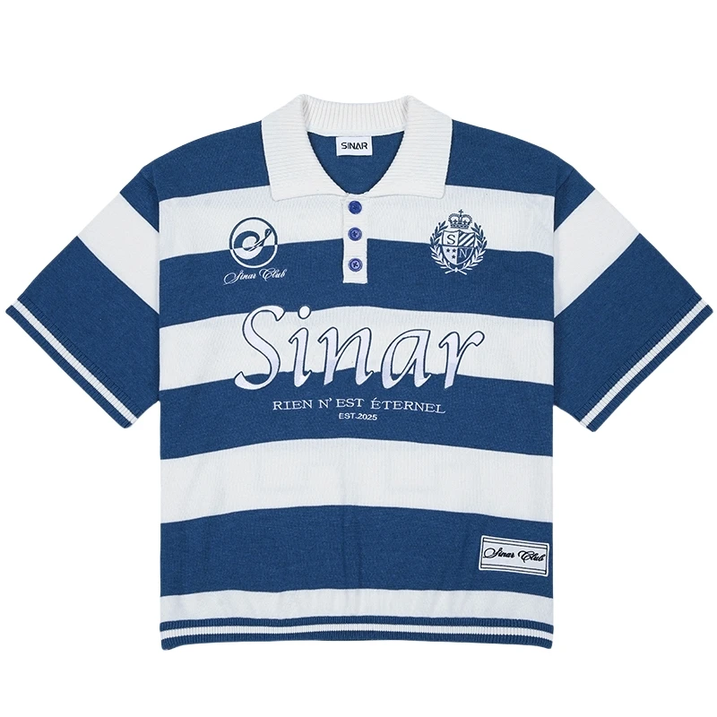 Custom-Logo-Sweater-Men-Short-Sleeve-Casual-Crew-Neck-Knitwear-Vintage-Football-Stripe-Jumper-Knit-Polo-Shirts-Men-Knitted-Jersey