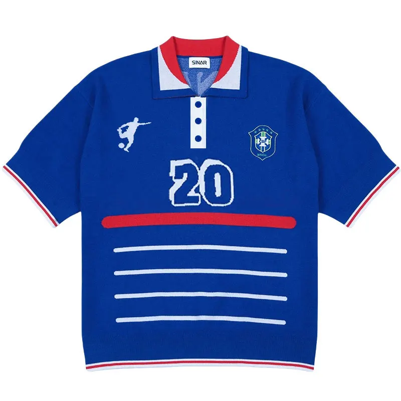 Custom-Logo-Sweater-Men-Short-Sleeve-Casual-Knitwear-Vintage-Football-Jumper-Polo-Shirt-Sweater-Knit-Top-Knitted-Football-Jersey