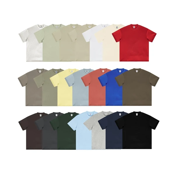 Custom-Logo-Unisex-Plain-Crew-Neck-Oversized-Knitted-300-Grams-T-Shirt-OEM-Private-Label-Short-Sleeve-for-Clothing-Brands