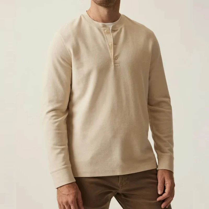 Custom-Long-Sleeve-Mens-T-Shirt-Breathable-Cotton-Blank-Long-Sleeve-Henley-Neck-T-Shirt