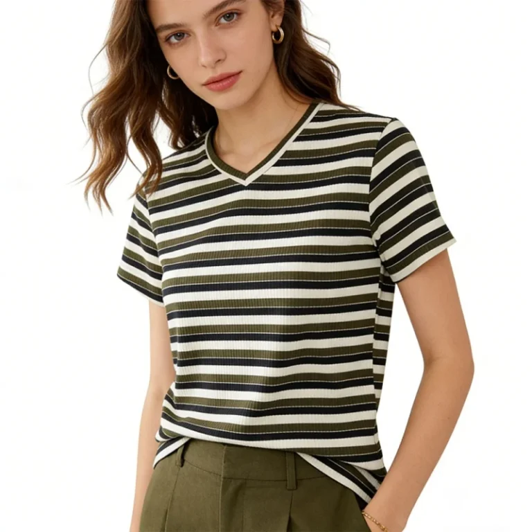 Custom-Made-100-Cotton-Plus-Size-Womens-V-Neck-Summer-Casual-Knitted-Breathable-T-Shirt-with-Custom-Logo-1