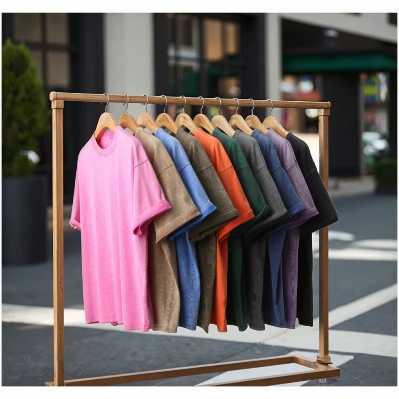 Custom-Made-230g-Acid-Washed-Solid-Woven-Short-Sleeved-Pure-Cotton-Mens-T-Shirt-Oversized-DTG-Printed-Loose