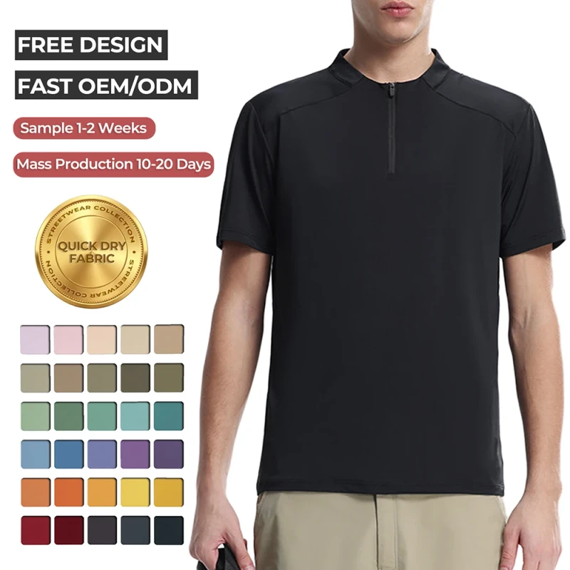 Custom-MenS-Quick-Dry-1-4-Zip-T-Shirt-Athletic-Quarter-Zip-Golf-Polo-Shirt-Mock-Neck-Performance-Sports-Gym-T-Shirt