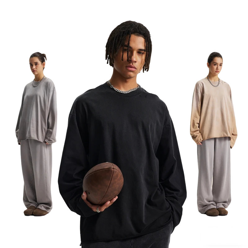 Custom-Mens-100-Cotton-Oversized-Distressed-Long-Sleeve-Tshirt-Blank-Drop-Shoulder-Streetwear-Acid-Wash-T-shirt-for-Men