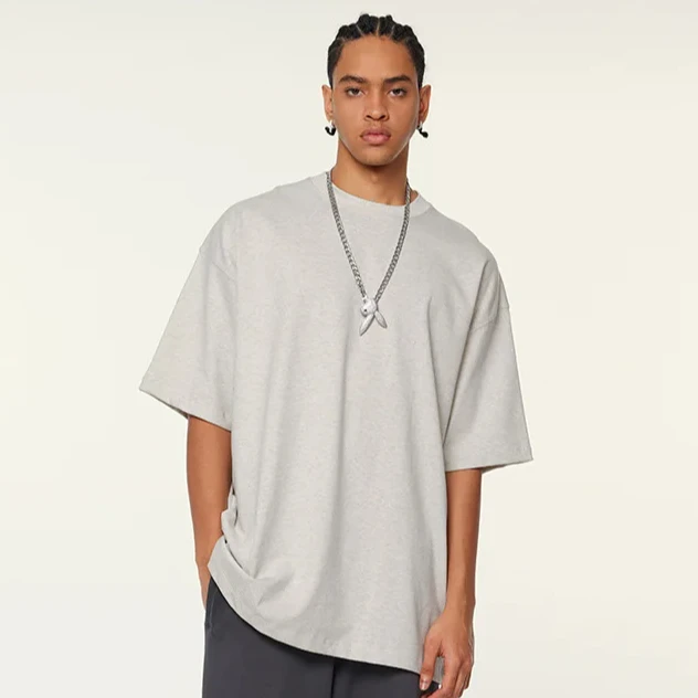 Custom-Mens-340G-Cotton-T-Shirt-100-Organic-Cotton-High-Quality-Heavyweight-Drop-Shoulder-Blank-T-Shirt