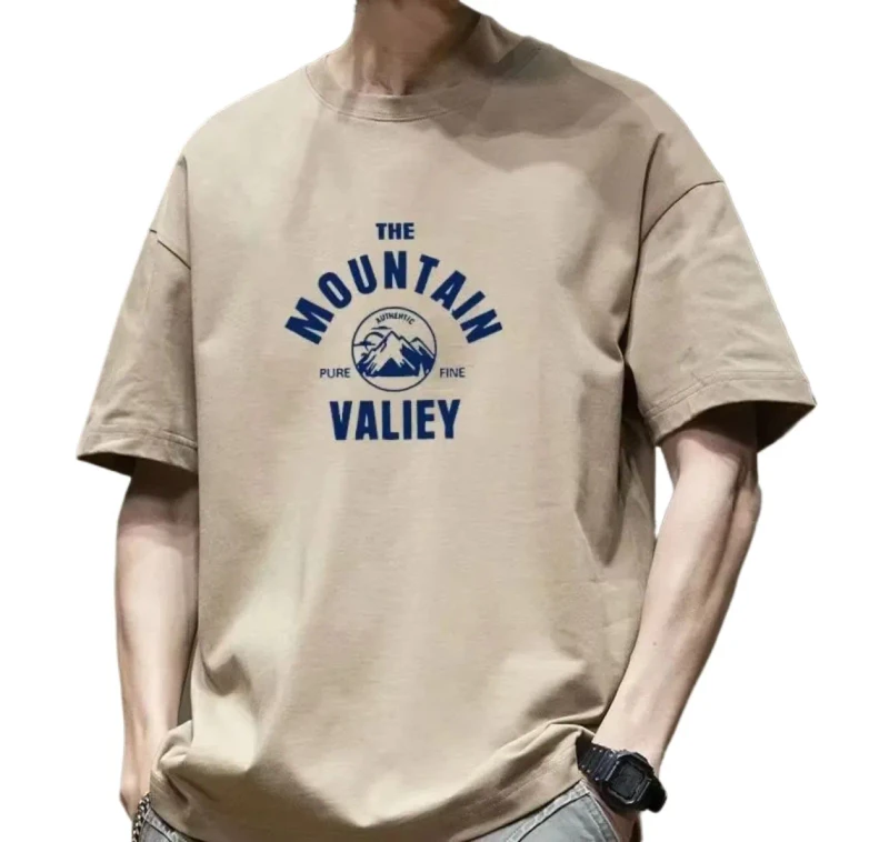 Custom-Mens-Cotton-T-Shirt-Casual-Style-with-Short-Sleeves-and-Oversized-Fit-Screen-Printing-100-Cotton-Material