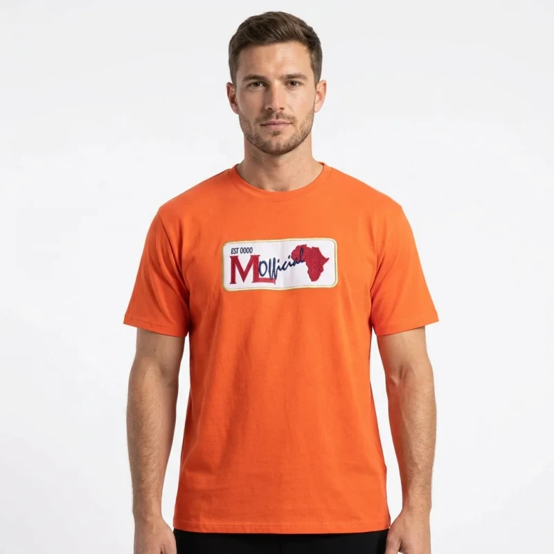 Custom-Mens-Cotton-T-Shirt-with-Map-Embroidered-Patch-Streetwear-Orange-Crew-Neck-Short-Sleeve-Casual-Tee