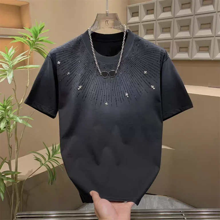 Custom-Mens-Hot-Drill-Rhinestone-T-shirts-Casual-Gradient-Color-Short-Sleeve-Trendy-Summer-Breathable-T-shirt