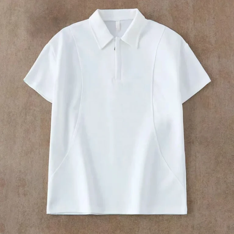 Custom-Mens-Knitted-Zip-Collar-Casual-Outdoor-Cool-Comfortable-Soft-Performance-Golf-Mens-White-Black-Polo-Shirts