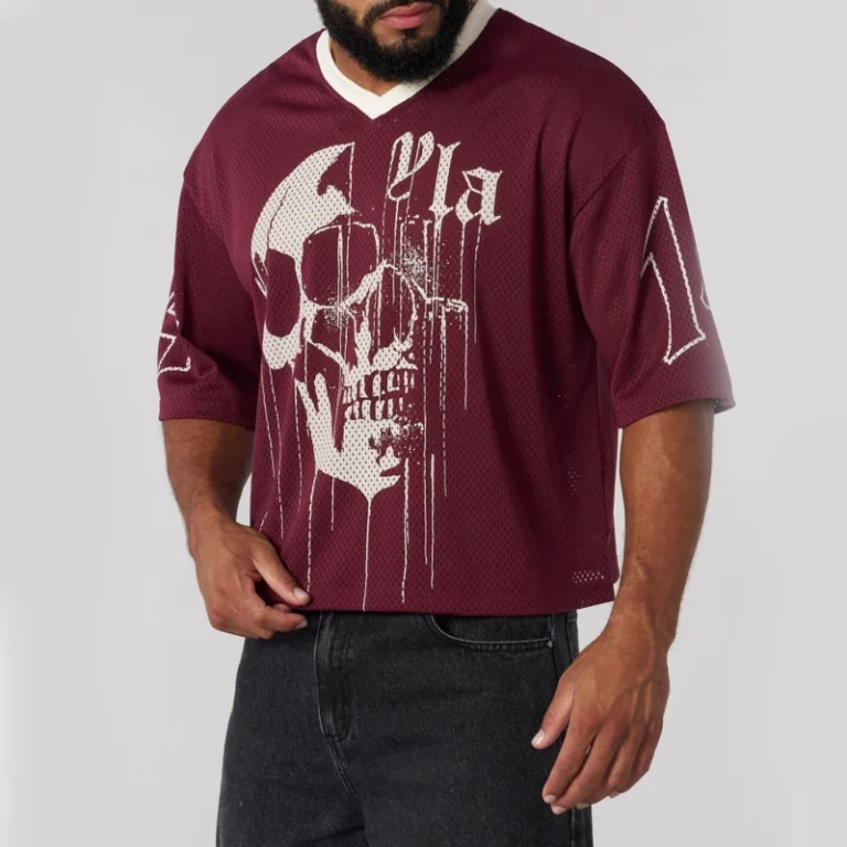 Custom-Mens-Luxury-Woven-100-Polyester-Solid-Heat-Transfer-Printed-Logo-Breathable-V-neck-T-Shirt-Oversized-Fit-Short