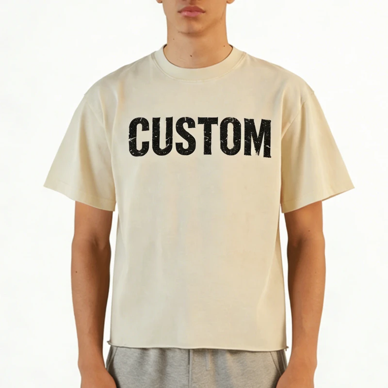 Custom-Mens-Oversized-100-Cotton-Knitted-T-Shirt-270-Grams-Weight-Breathable-Eco-Friendly-Streetwear-Vintage-Plain