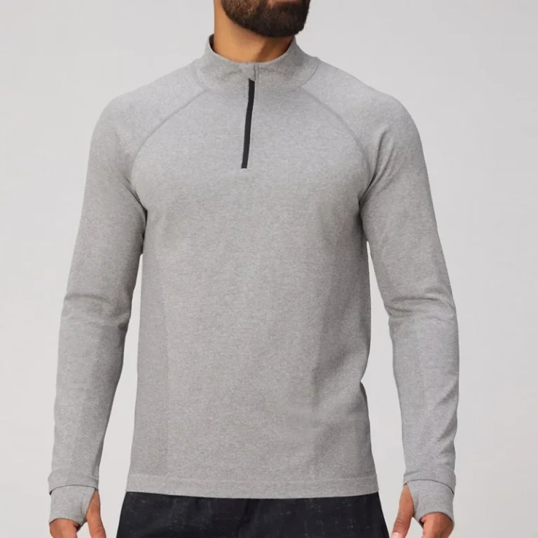 Custom-Mens-Performance-Compression-T-Shirt-1-4-Zip-Neck-Gym-Fitness-Long-Sleeve-Training-Top