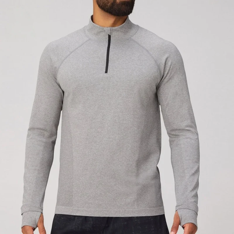 Custom-Mens-Performance-Compression-T-Shirt-1-4-Zip-Neck-Gym-Fitness-Long-Sleeve-Training-Top