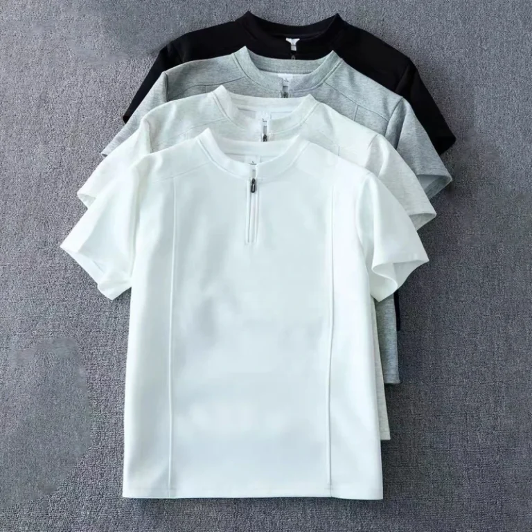 Custom-Mens-Stand-Collar-T-Shirts-Summer-Half-Zipper-Mens-Fashion-Personalized-Logo-Polo-Shirts-Casual-Business-Tee