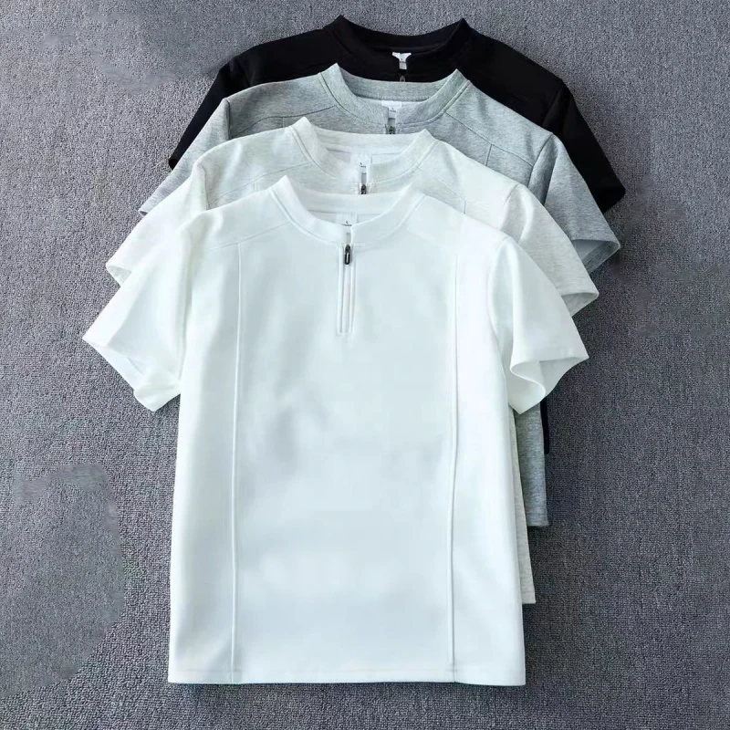 Custom-Mens-Stand-Collar-T-Shirts-Summer-Half-Zipper-Mens-Fashion-Personalized-Logo-Polo-Shirts-Casual-Business-Tee