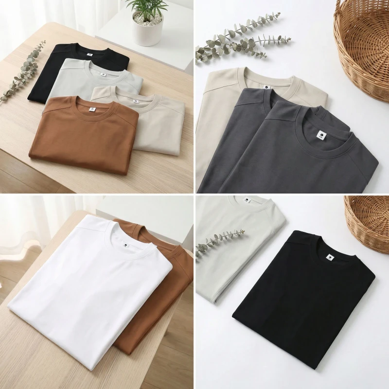 Custom-Mens-Summer-T-Shirts-Regular-Fit-230Gsm-95-Cotton-5-Spandex-Short-Sleeve-Casual-Knitted-Blank-Solid-Pattern