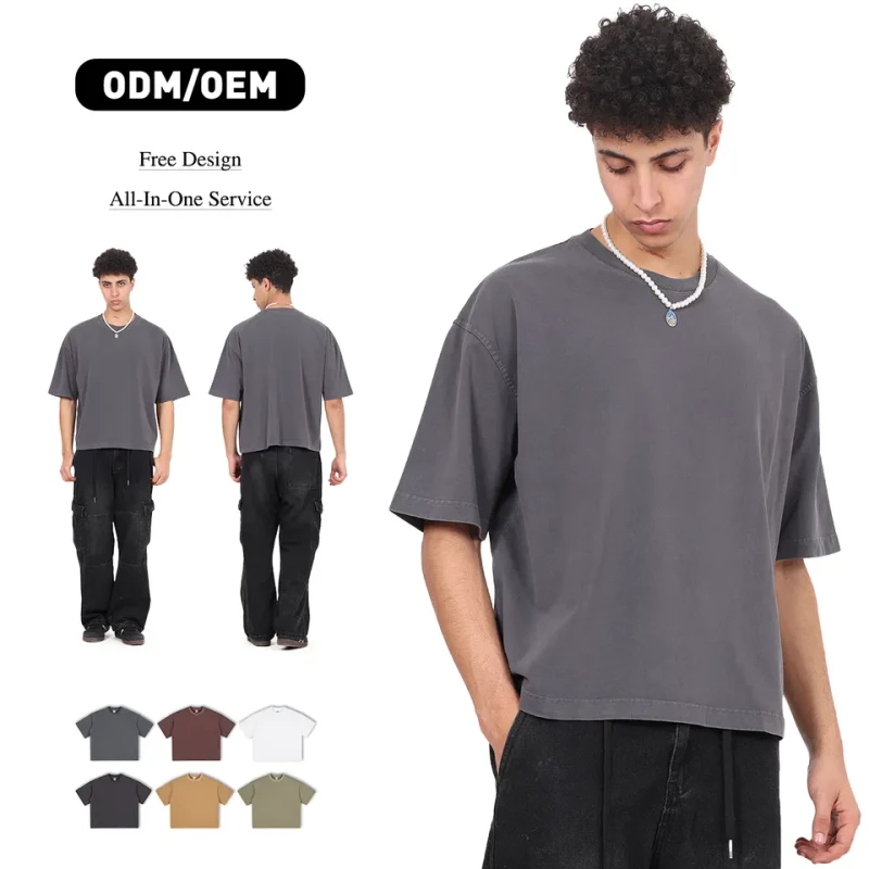 Custom-Mens-Washed-T-Shirts-100cotton-Crew-Neck-Blank-Heavyweight-Streetwear-Distressed-Oversized-Boxy-Fit-Tshirts-for-Men-1
