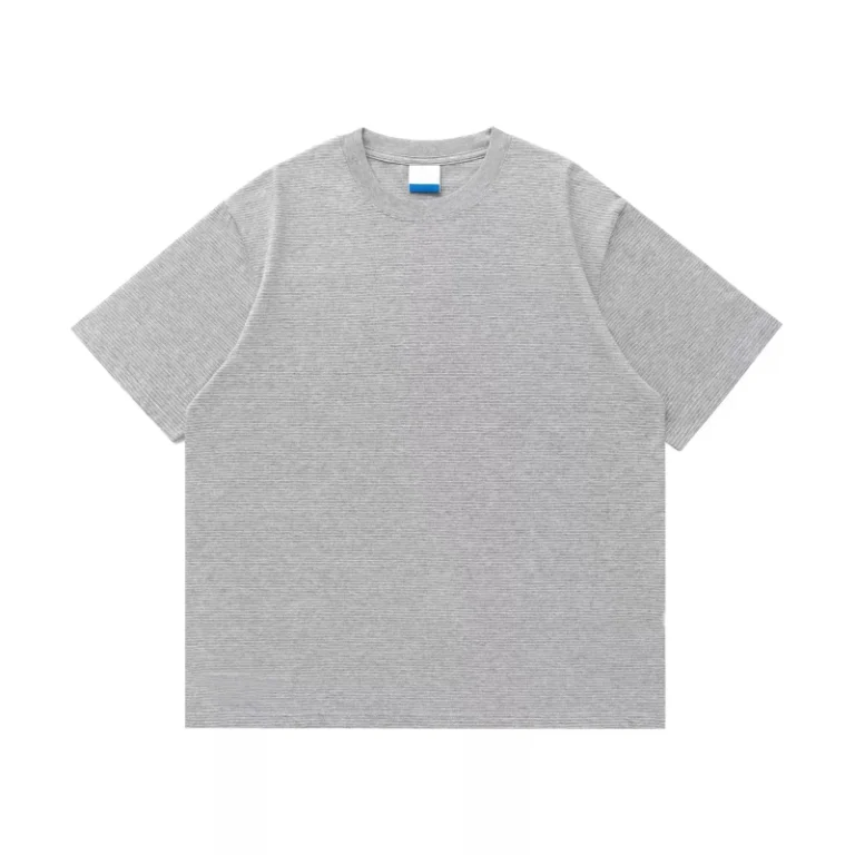 Custom-OEM-Summer-Crew-Neck-Tshirt-Heavyweight-Knitted-Cotton-Breathable-Soft-Tshirt-Regular-Fit-Striped-Tshirt