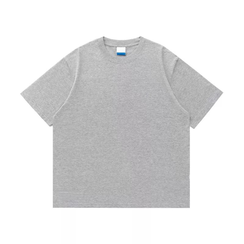 Custom-OEM-Summer-Crew-Neck-Tshirt-Heavyweight-Knitted-Cotton-Breathable-Soft-Tshirt-Regular-Fit-Striped-Tshirt