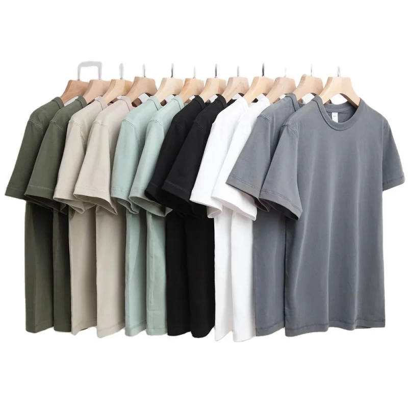 Custom-Oversized-Blank-Men-Solid-Knitted-100-Cotton-T-Shirt-250g-Heavyweight-Vintage-Organic-Cotton