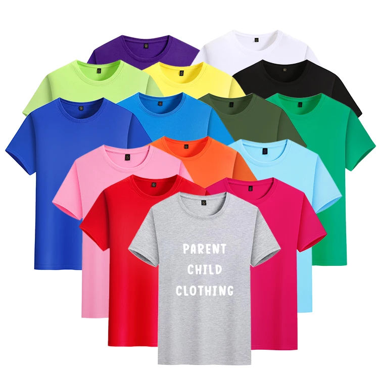 Custom-Plain-100-Cotton-Crew-Neck-T-Shirts-Heavy-Weight-200g-Fabric-Soft-Round-Neck-T-Shirts-for-Adults-and-Kids