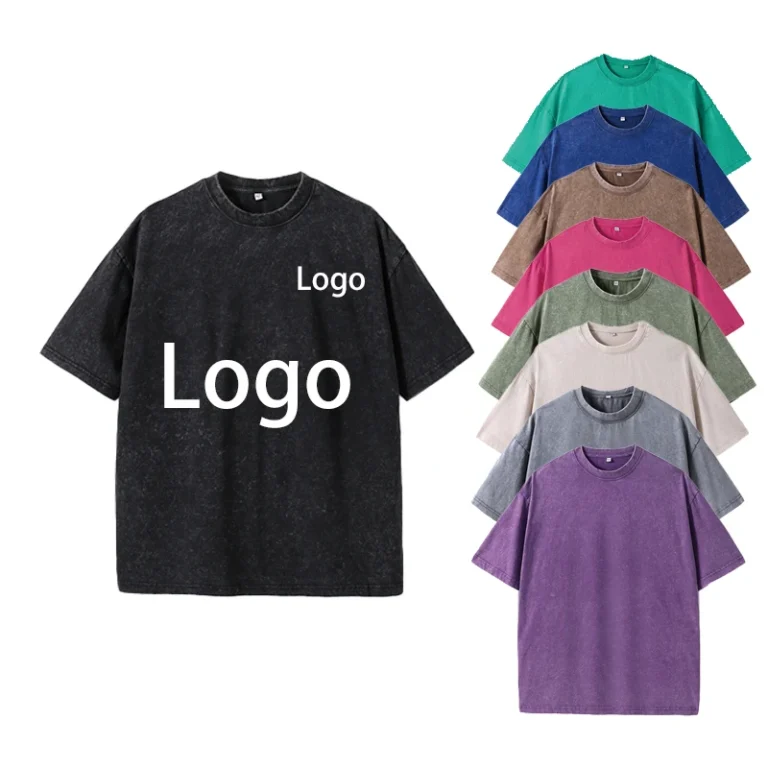 Custom-Print-Blank-Washed-T-Shirt-Mens-Womens-Loose-Fit-Casual-Tee-100-Cotton