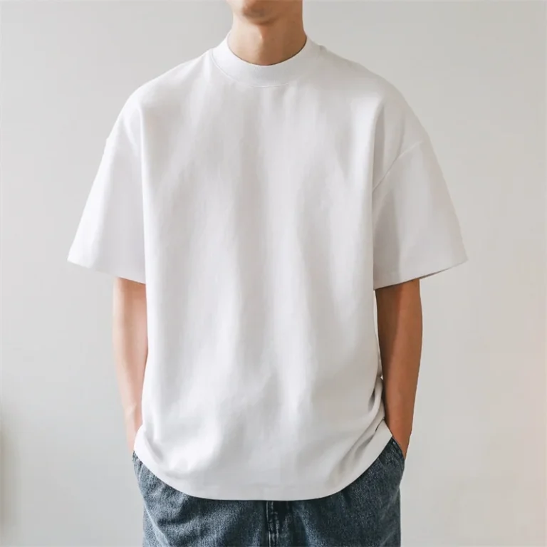 Custom-Print-T-Shirt-Mens-Thick-Collar-100-Cotton-T-Shirts-Heavyweight-Plain-Oversized-Mock-Neck-T-Shirt-Oversized-Men-Clothing